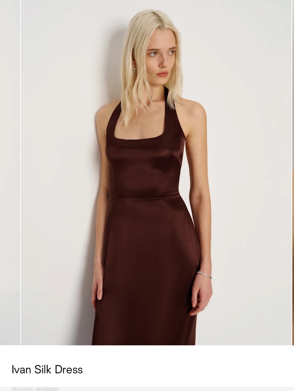 Reformation Ivan Silk Dress in Mahogany - Picture 2 of 4